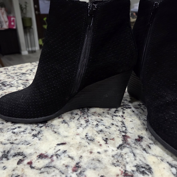Susina Black Suede Perforated Ankle Boots - Picture 2 of 5